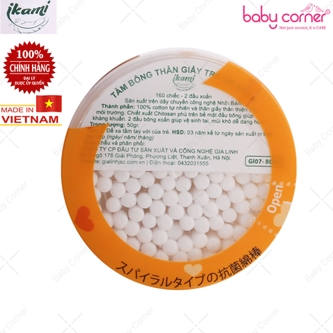  Tăm Bông Ikami Baby 2 Đầu Xoắn (160c/hộp) 