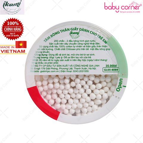  Tăm Bông Ikami Baby 2 Đầu Thường (200c/hộp) 