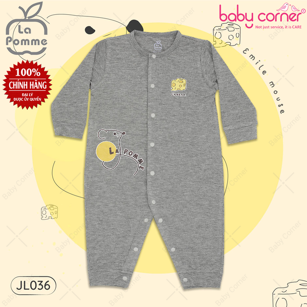  JL036 Body Dài Tay La Pomme Chuột Emile - Ghi 