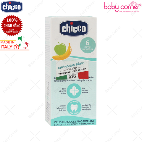  Kem Đánh Răng Chicco Hương Chuối Táo, Cho Bé Từ 6 Tháng Tuổi, 50ml 