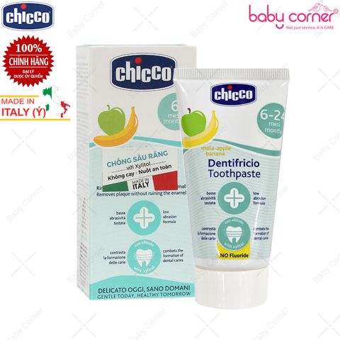  Kem Đánh Răng Chicco Hương Chuối Táo, Cho Bé Từ 6 Tháng Tuổi, 50ml 