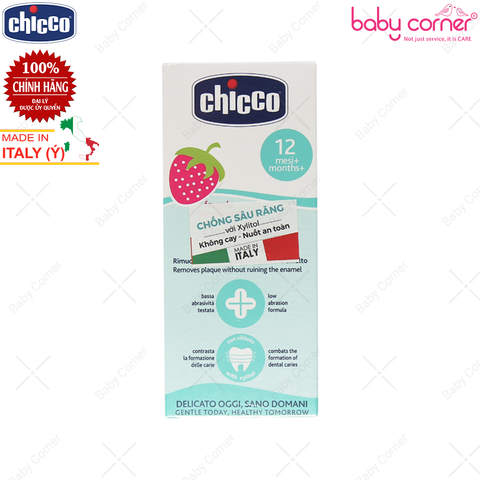  Kem Đánh Răng Chicco Hương Dâu, Cho Bé Từ 12 Tháng Tuổi 