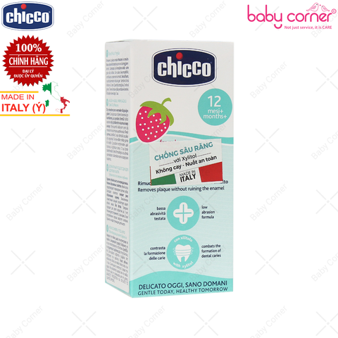  Kem Đánh Răng Chicco Hương Dâu, Cho Bé Từ 12 Tháng Tuổi 