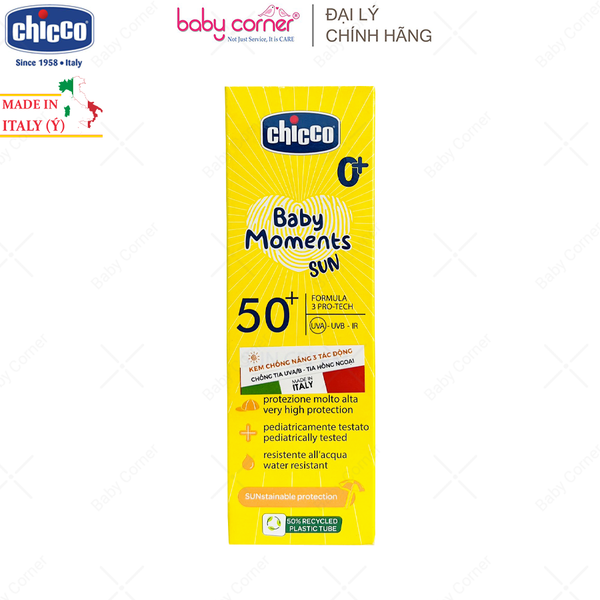  Kem Chống Nắng 3 Tác Động Chicco Baby Moments SPF 50+ 