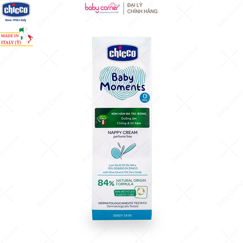  Kem Chống Hăm 3 Tác Động Chicco Baby Moment Nappy Cream, Cho Bé Từ 0 Tháng, 100ml 