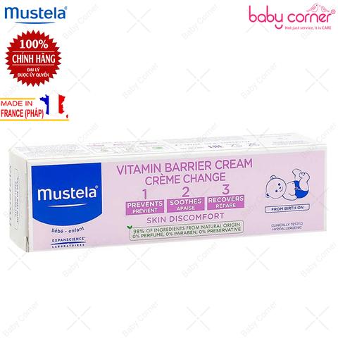  Kem Dưỡng Da Chống Hăm Tã MUSTELA VITAMIN BARRIER CREAM (100ml) 