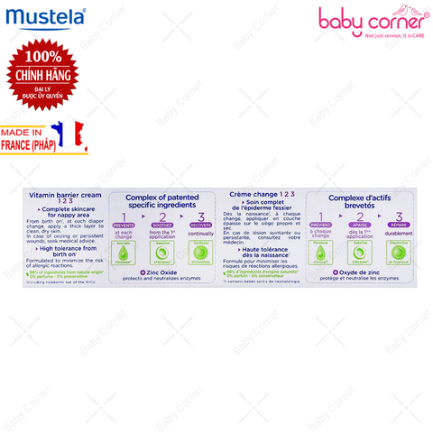  Kem Dưỡng Da Chống Hăm Tã MUSTELA VITAMIN BARRIER CREAM (50ml) 