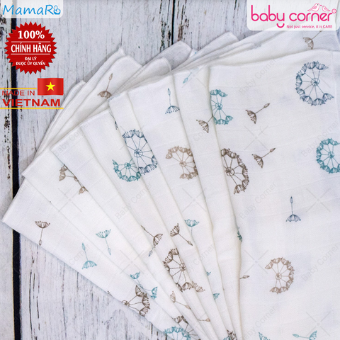  Hộp 10 Khăn Sữa Mamaru 25x25cm (Hoạ Tiết Ngẫu Nhiên) 