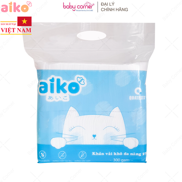  Khăn Vải Khô Đa Năng Aiko, 270 Tờ/Túi, Size 13.5 x 18CM 