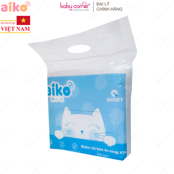  Khăn Vải Khô Đa Năng Aiko, 270 Tờ/Túi, Size 13.5 x 18CM 