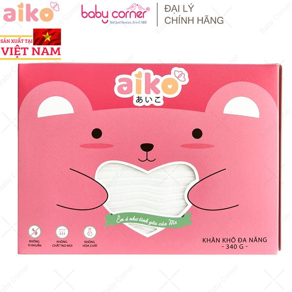  Khăn Vải Khô Đa Năng Aiko, 160 Tờ/Hộp, Size 18x20CM 