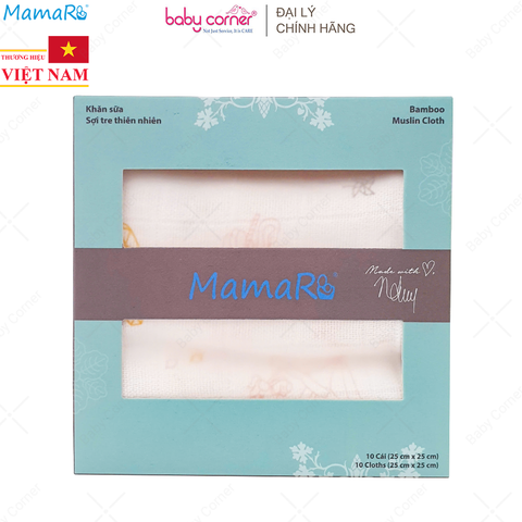  Hộp 10 Khăn Sữa Mamaru 25x25cm (Hoạ Tiết Ngẫu Nhiên) 