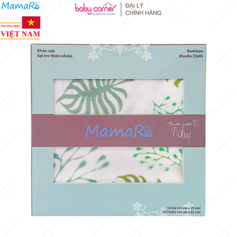  Hộp 10 Khăn Sữa Mamaru 25x25cm (Hoạ Tiết Ngẫu Nhiên) 