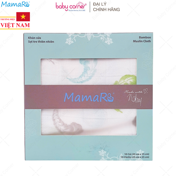  Hộp 10 Khăn Sữa Mamaru 25x25cm (Hoạ Tiết Ngẫu Nhiên) 