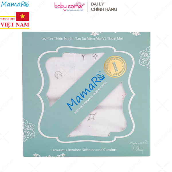  Hộp 10 Khăn Sữa Premium Mamaru 30x30cm (Hoạ Tiết Ngẫu Nhiên) 