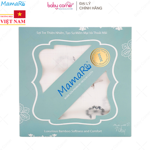  Hộp 10 Khăn Sữa Premium Mamaru 30x30cm (Hoạ Tiết Ngẫu Nhiên) 
