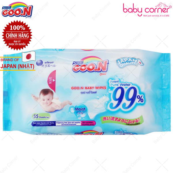  Khăn ướt trẻ em Goon 55 miếng (Lốc 2 gói x 55 miếng) 