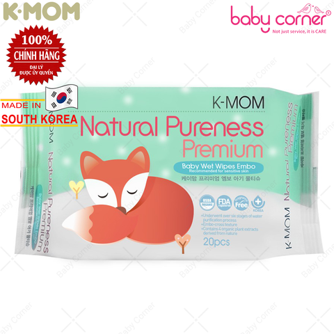  Khăn ướt cao cấp K-Mom Hàn Quốc vân nổi (Gói 20 cái) 