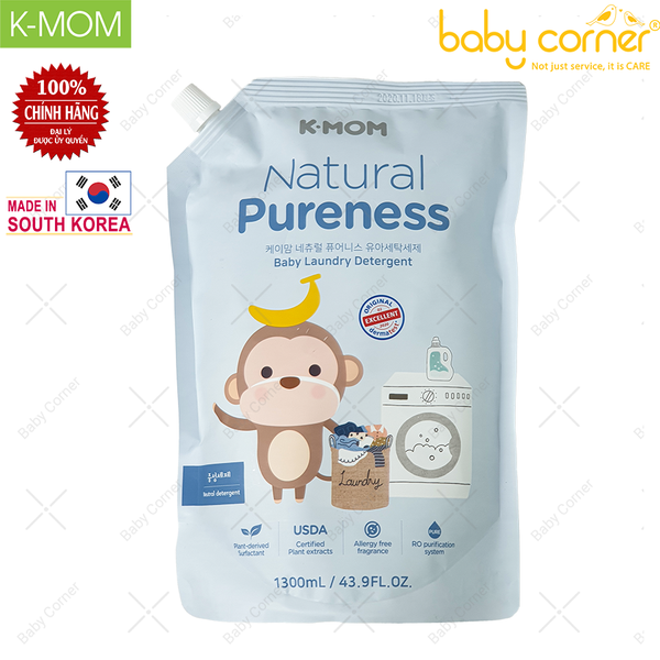  Nước Giặt Đồ Sơ Sinh Hữu Cơ K-mom -  Túi 1300ml 