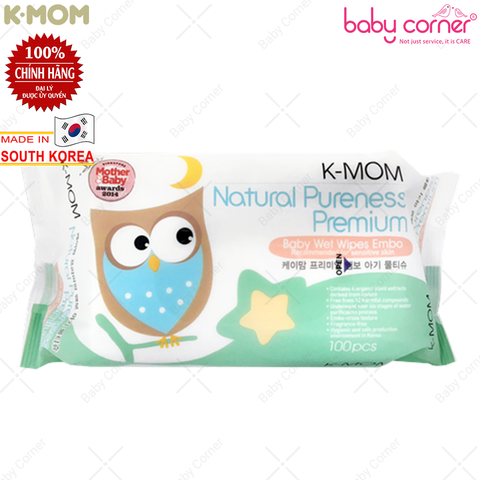  Khăn ướt cao cấp K-Mom Hàn Quốc vân nổi (Gói 100 cái) 