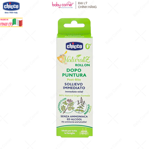  Lăn Bôi Vết Muỗi Đốt, Côn Trùng Cắn CHICCO NaturalZ, Mẹ Bầu & Bé Từ Sơ Sinh, 10ML 