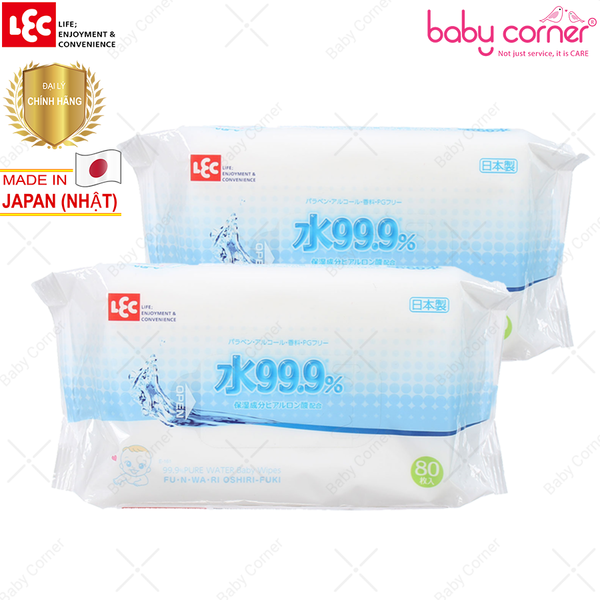  Khăn giấy ướt LEC 99,9% nước tinh khiết (Gói 80 tờ) 