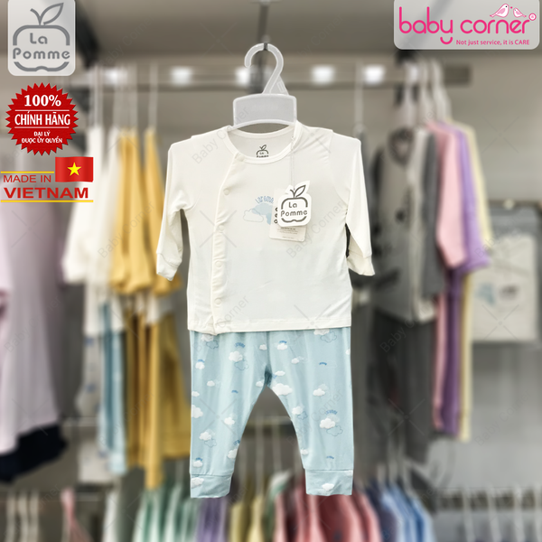  SL126 Bộ Dài Tay La Pomme Cúc Lệch Đám Mây - Xanh 