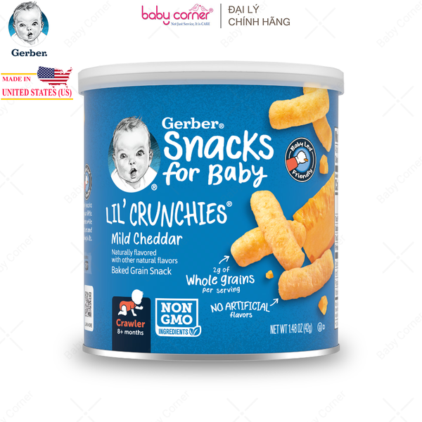  Bánh Ăn Dặm GERBER LIL'S CRUNCHIES (Que Giòn) Vị Phô Mai, Cho Bé Từ 8M, 42G/Hộp 