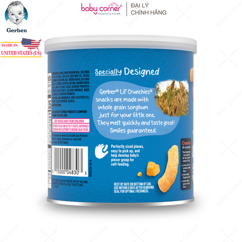  Bánh Ăn Dặm GERBER LIL'S CRUNCHIES (Que Giòn) Vị Phô Mai, Cho Bé Từ 8M, 42G/Hộp 