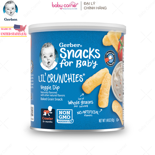  Bánh Ăn Dặm GERBER LIL'S CRUNCHIES (Que Giòn) Vị Rau Củ, Cho Bé Từ 8M, 42G/Hộp 