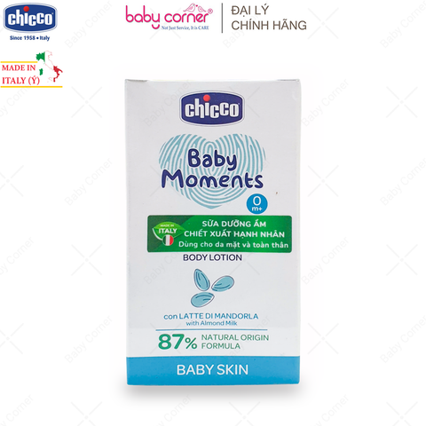 Sữa Dưỡng Ẩm Chiết Xuất Hạnh Nhân CHICCO, Cho Bé Từ 0 Tháng 