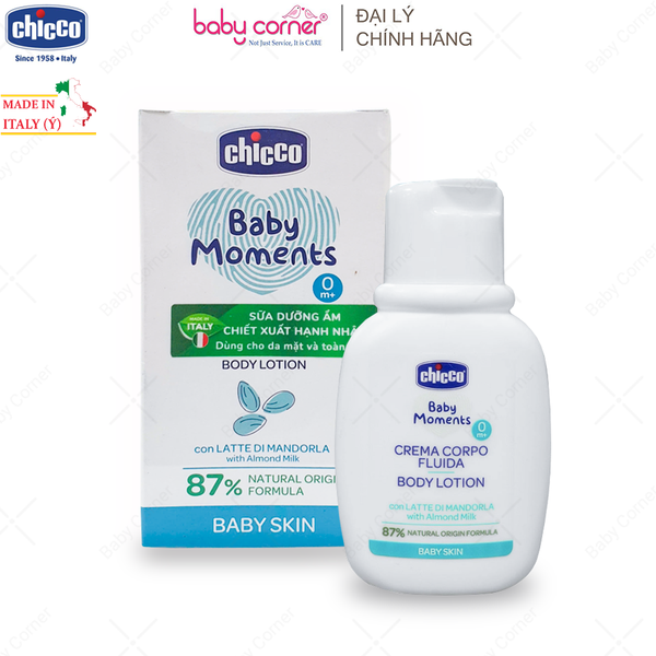  Sữa Dưỡng Ẩm Chiết Xuất Hạnh Nhân CHICCO, Cho Bé Từ 0 Tháng 