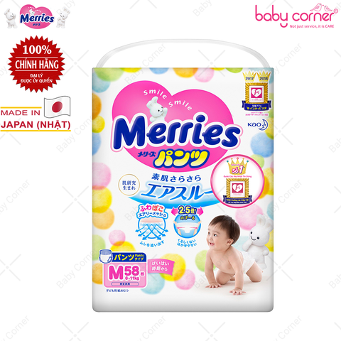  Tã Quần MERRIES Size M (58 cái) Cho Bé 6 - 11kg 