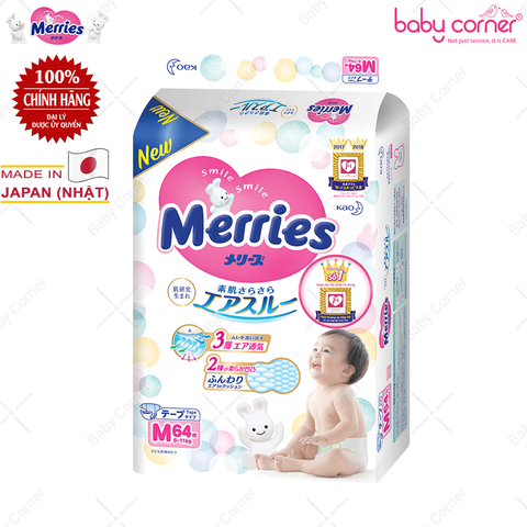  Tã Dán MERRIES Size M (64 Miếng) Cho Bé 6 - 11kg 