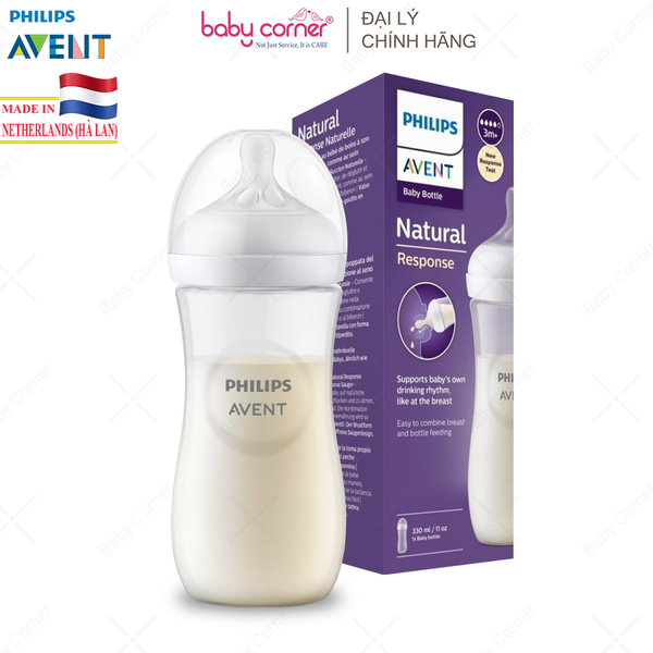  Bình Sữa Mô Phỏng Tự Nhiên (Mẫu Mới) Nhựa PP Philips Avent, 330ML, Cho Bé Từ 3 Tháng Tuổi 