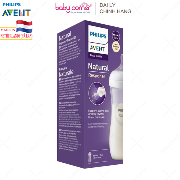  Bình Sữa Mô Phỏng Tự Nhiên (Mẫu Mới) Nhựa PP Philips Avent, 330ML, Cho Bé Từ 3 Tháng Tuổi 