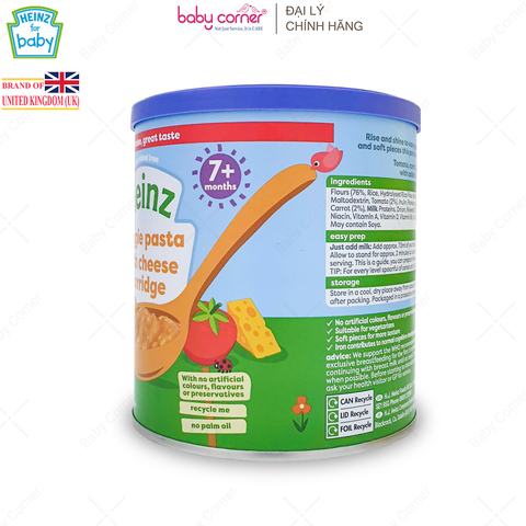  Bột Ăn Dặm (Cháo) HEINZ Mỳ Ý, Rau Củ & Phô Mai, 200g, Cho Bé Từ 7 Tháng Tuổi 