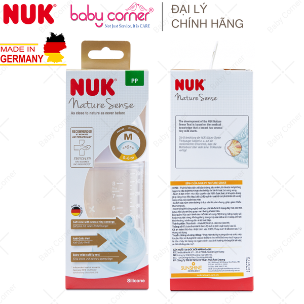  Bình Sữa NUK NATURE SENSE Nhựa PP (Núm Ti S1), 260ml, Bé 0 - 6 Tháng Tuổi 