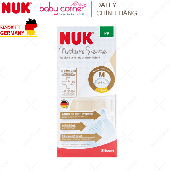  Bình Sữa NUK NATURE SENSE Nhựa PP (Núm Ti S1), 150ml, Cho Bé 0 - 6 Tháng Tuổi 