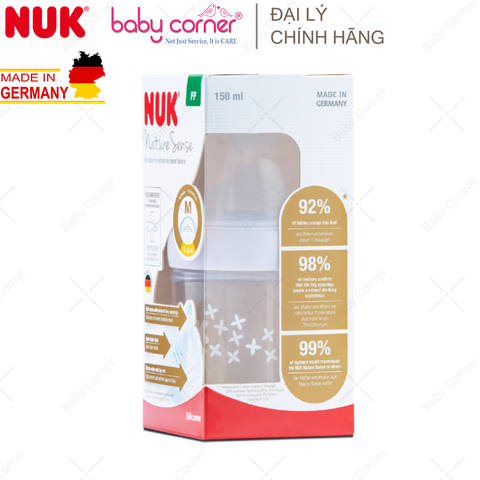  Bình Sữa NUK NATURE SENSE Nhựa PP (Núm Ti S1), 150ml, Cho Bé 0 - 6 Tháng Tuổi 