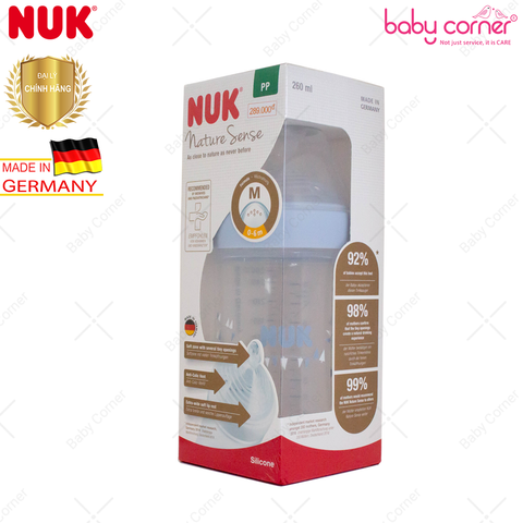  Bình Sữa NUK NATURE SENSE Nhựa PP (Núm Ti S2), 260ml, Bé Từ 6 - 18 Tháng Tuổi 