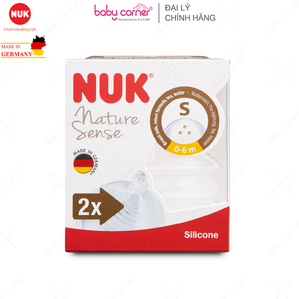  Bộ 2 Núm Ti NUK NATURE SENSE Silicone S1 - S ( Bé 0 - 6 Tháng) 