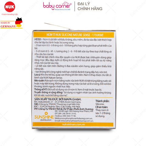  Bộ 2 Núm Ti NUK NATURE SENSE Silicone S2 - L ( Bé 6 - 18 Tháng) 