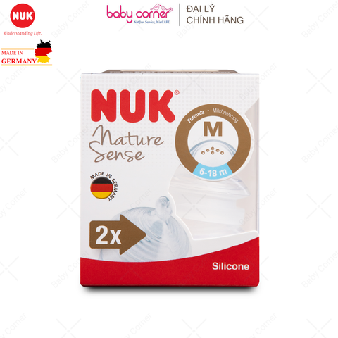  Bộ 2 Núm Ti NUK NATURE SENSE Silicone S2 - M ( Bé 6 - 18 Tháng) 