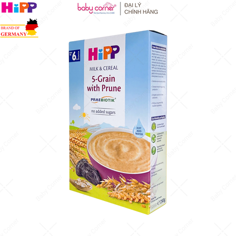  Bột Sữa Ăn Dặm HIPP - Ngũ Cốc Tổng Hợp Mận Tây (Cho Bé Từ 6 Tháng Tuổi) - 250gr 