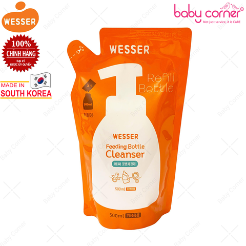  Nước Rửa Bình Sữa và Dụng Cụ Wesser, Túi 500ml 