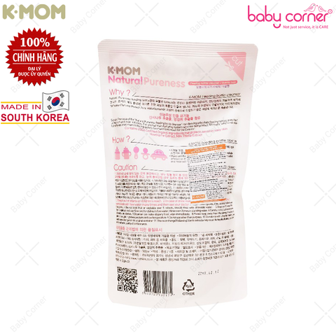  Nước Rửa Bình & Rau Quả K-Mom 500ml (Dạng Túi) - Chiết Xuất Thảo Mộc Tự Nhiên 