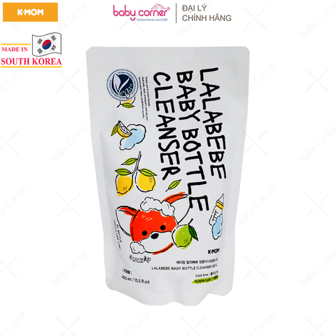  Nước Rửa Bình Thuần Chay Lalabebe K-mom Hàn Quốc, Túi 400ML 
