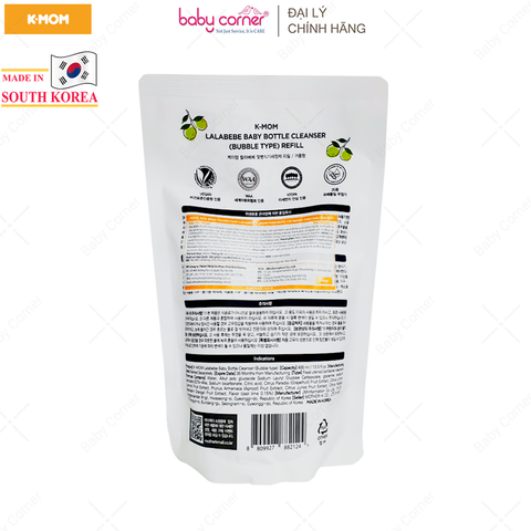  Nước Rửa Bình Thuần Chay Lalabebe K-mom Hàn Quốc, Túi 400ML 