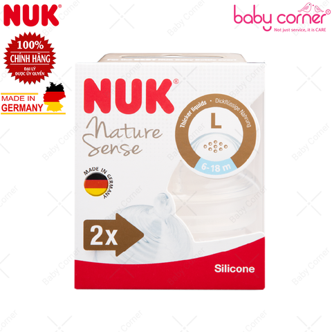  Bộ 2 Núm Ti NUK NATURE SENCE Silicone S2 - L ( Bé 6 - 18 Tháng) 